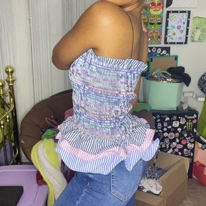 Stretchy striped ruffle top / skirt